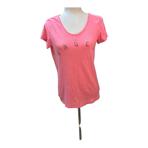 Victoria Secret Bright Orange Short Sleeve with Rhinestone Angel T Shirt Sz XS - Picture 1 of 9